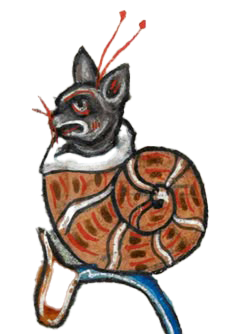 Cat with a snail shell from the Marginalia moodboard